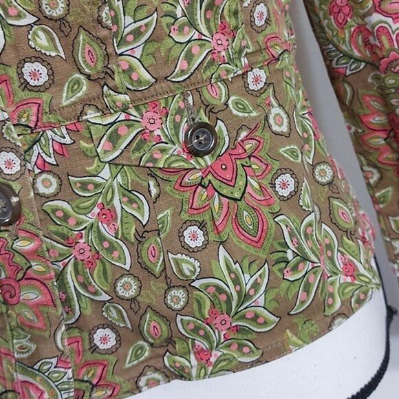 Charter Club Multicolor Paisley Floral Cotton Stretch Button Front Jacket XSP - Picture 6 of 12
